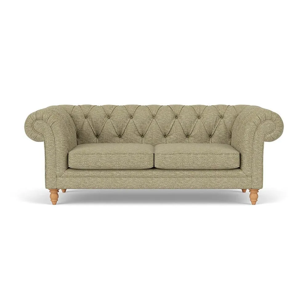 Large 2 Seater Chesterfield Sofa - Apple, Herringbone Weave image