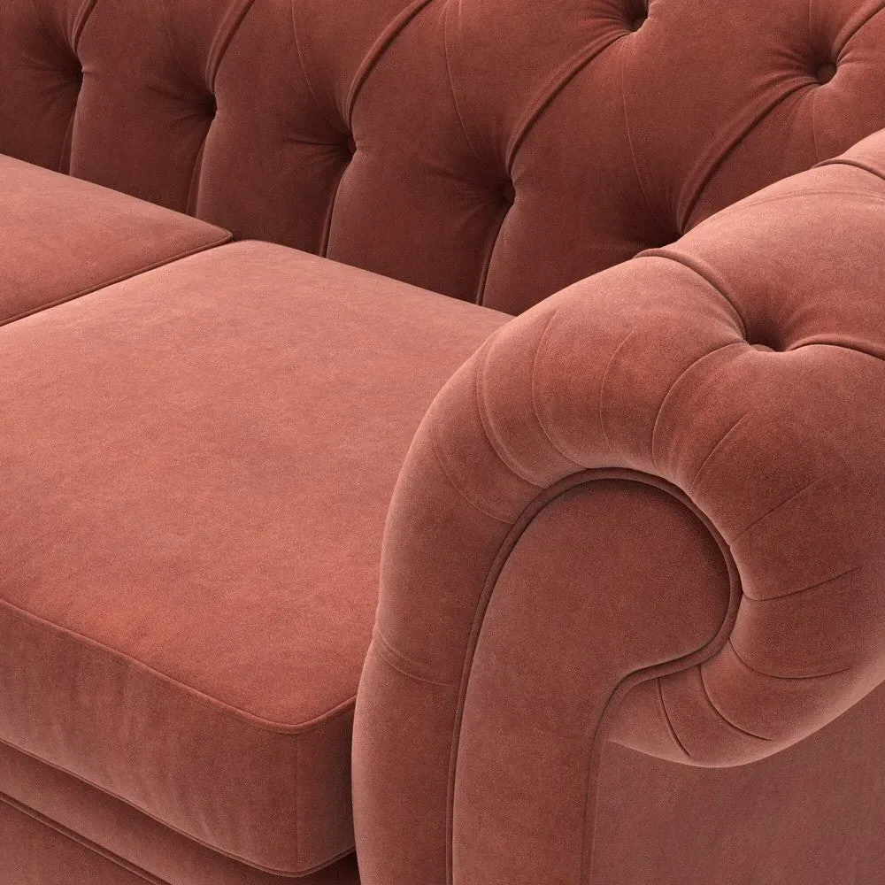Large 2 Seater Chesterfield Sofa - Brick, Velvet