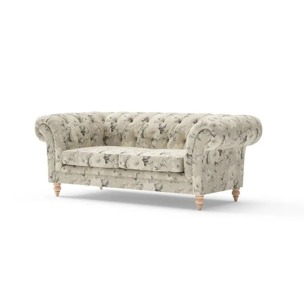 Large 2-Seater Chesterfield Sofa - Clay, Floral