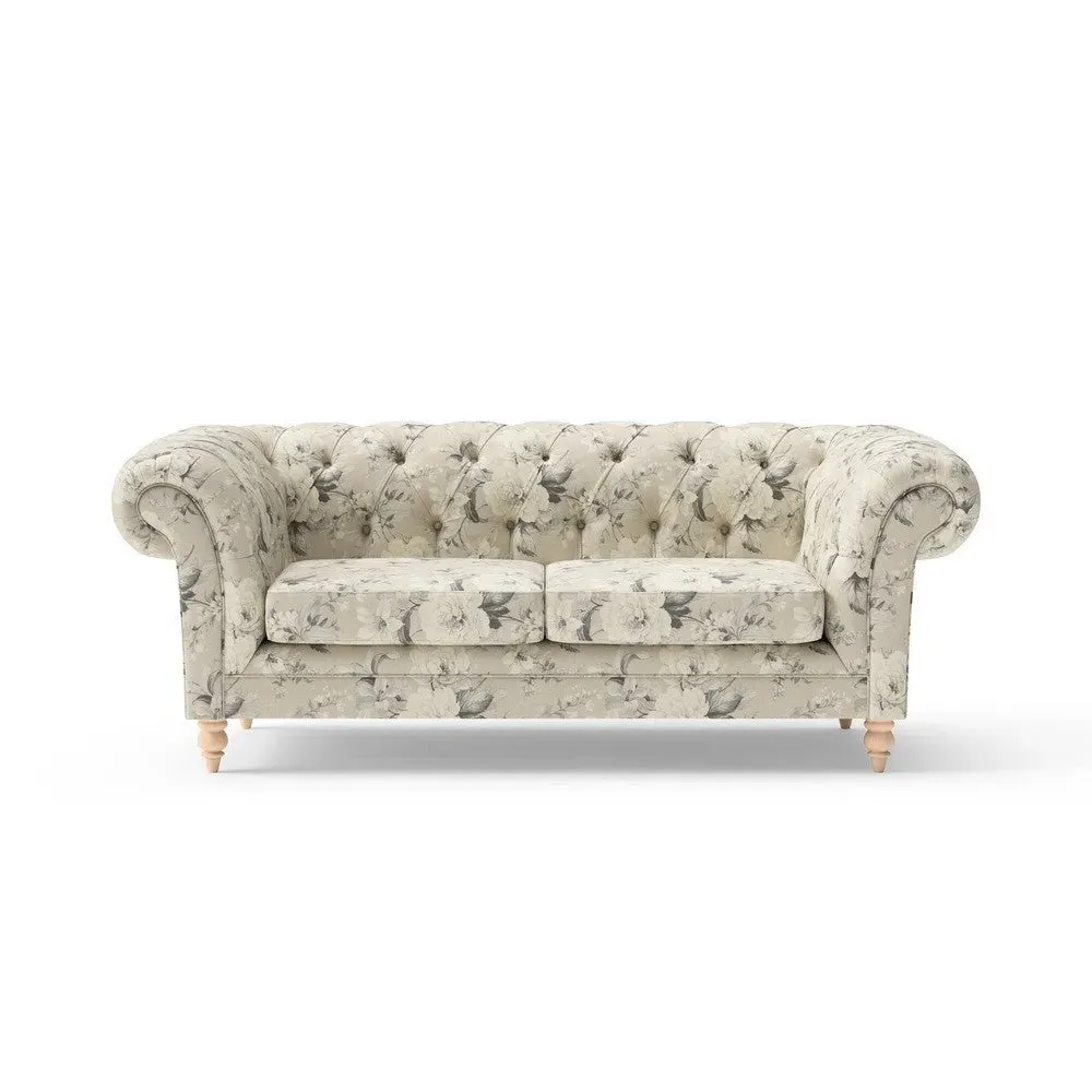 Large 2-Seater Chesterfield Sofa - Clay, Floral
