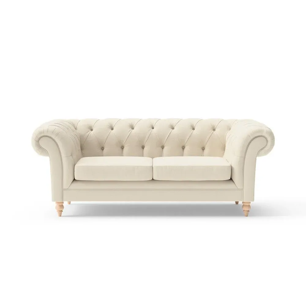 Large 2-Seater Chesterfield Sofa - Cream, Weave image