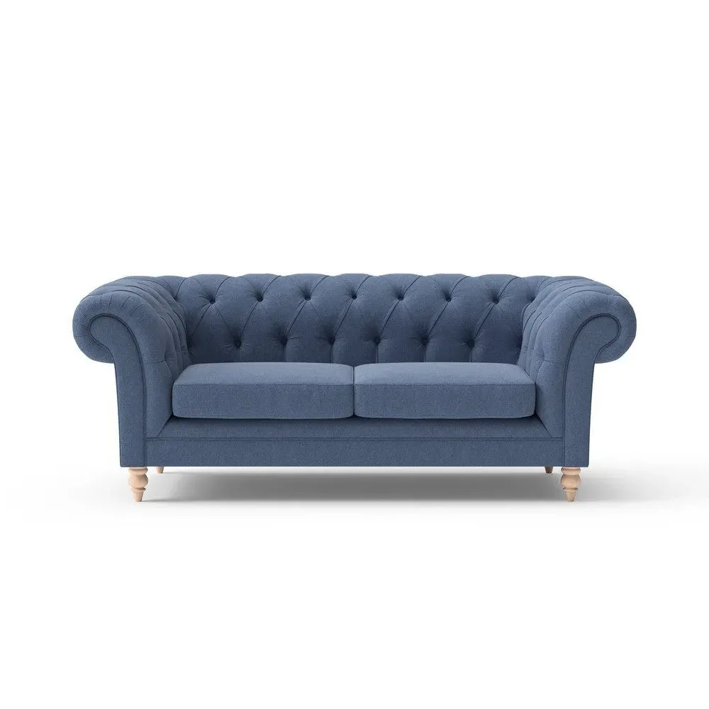 Large 2-Seater Chesterfield Sofa - Dark Blue, Cotton image