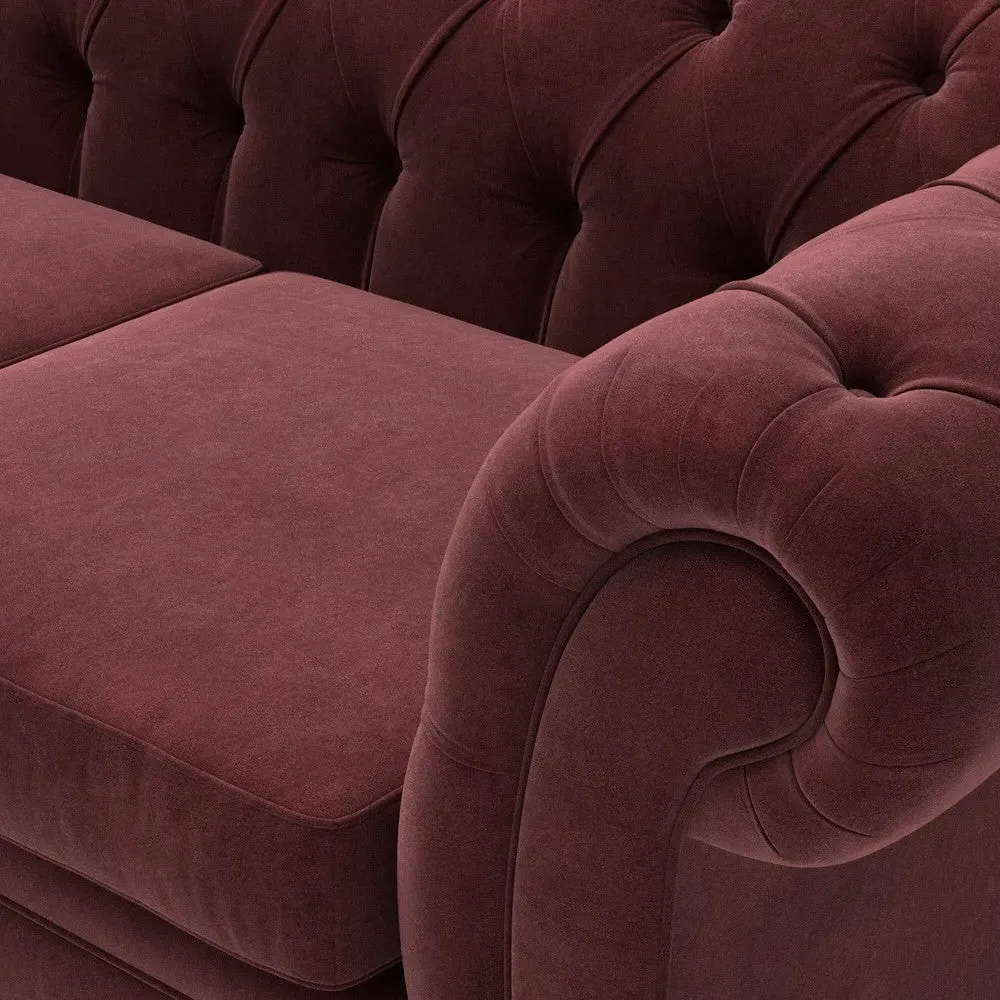 Large 2 Seater Chesterfield Sofa - Dark Rosehip, Velvet