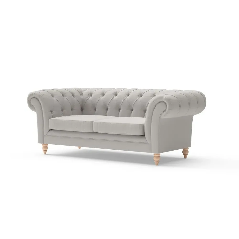 Large 2-Seater Chesterfield Sofa - Dove Grey, Linen