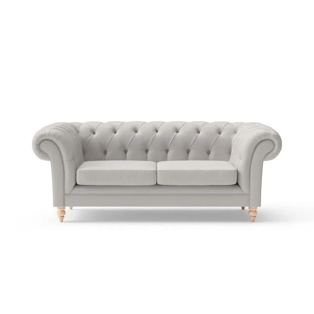 Large 2-Seater Chesterfield Sofa - Dove Grey, Linen