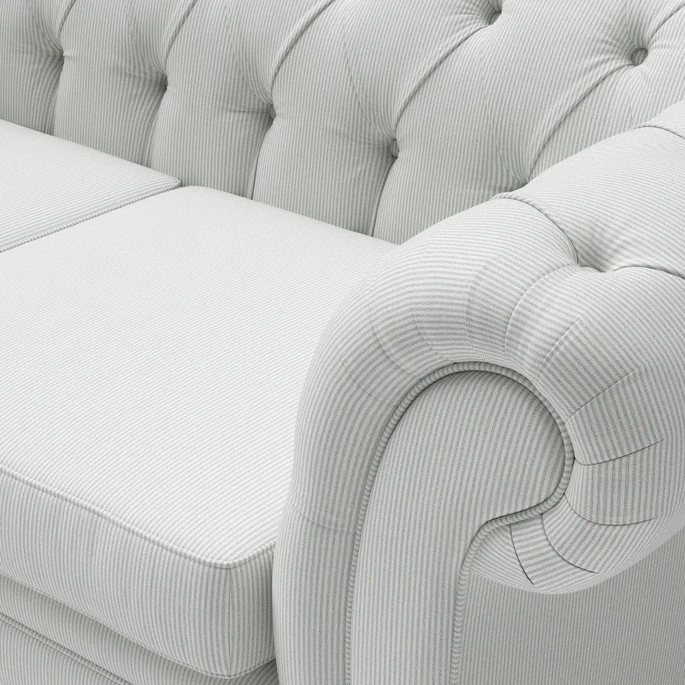 Large 2-Seater Chesterfield Sofa - Duck Egg, Broadway Stripe