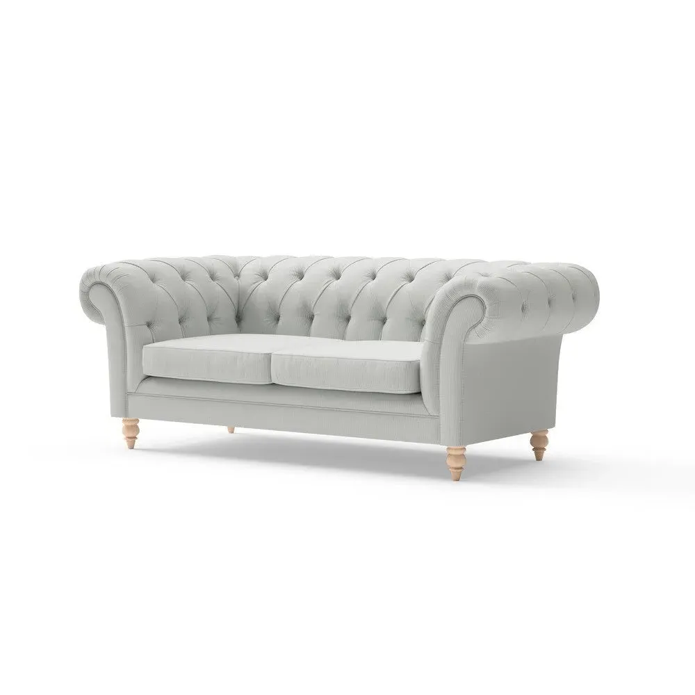 Large 2-Seater Chesterfield Sofa - Duck Egg, Broadway Stripe