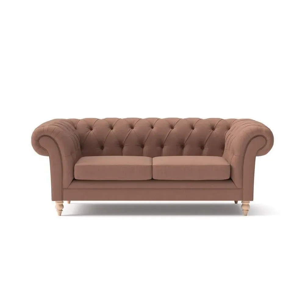 Large 2-Seater Chesterfield Sofa - Dusky Blush, Linen Mix image