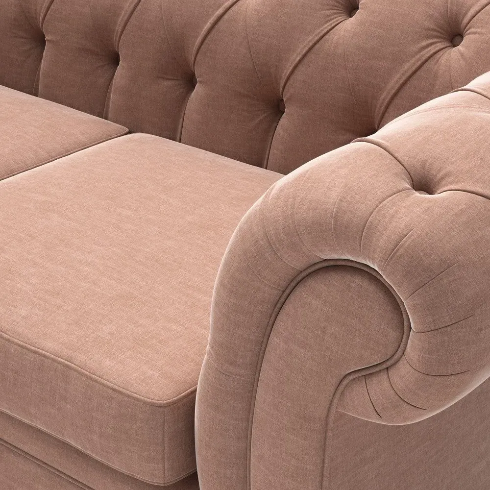 Large 2 Seater Chesterfield Sofa - Dusky Rose, Eco Chenille