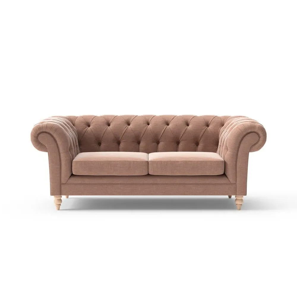 Large 2 Seater Chesterfield Sofa - Dusky Rose, Eco Chenille image