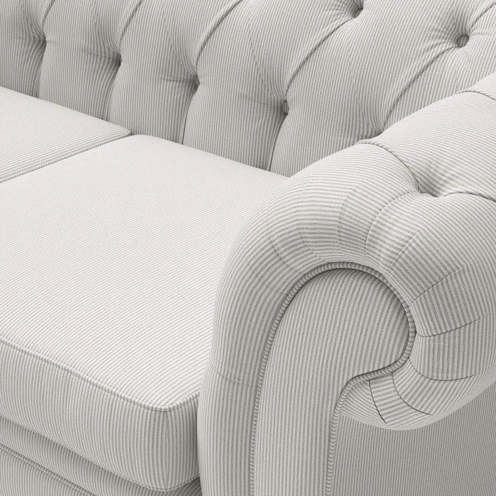 Large 2-Seater Chesterfield Sofa - Grey, Broadway Stripe