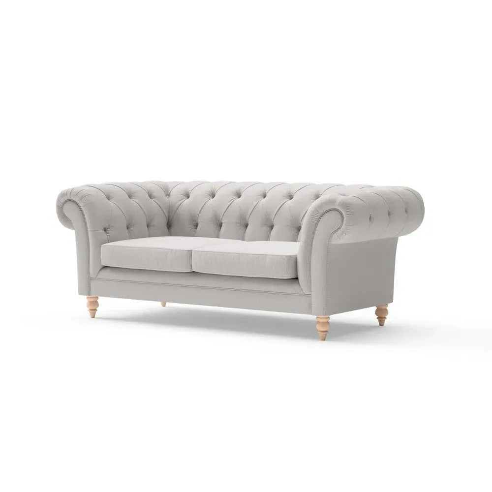 Large 2-Seater Chesterfield Sofa - Grey, Broadway Stripe