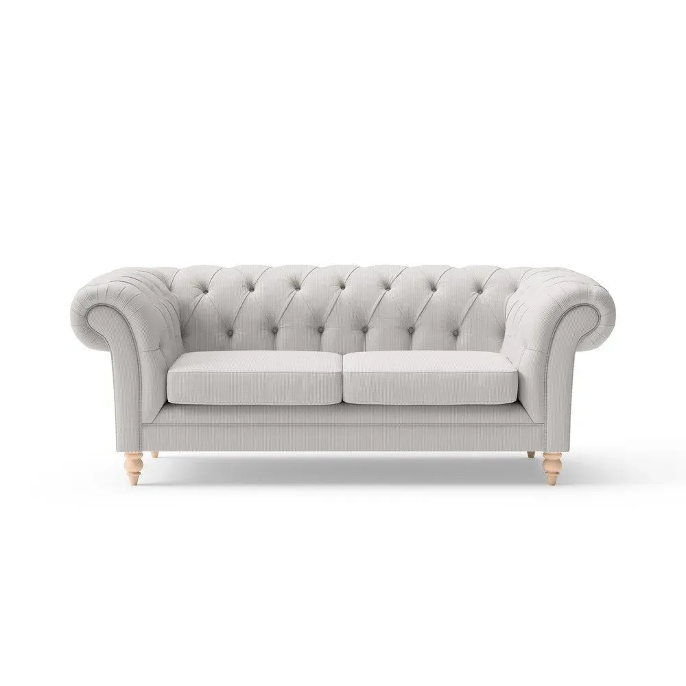 Large 2-Seater Chesterfield Sofa - Grey, Broadway Stripe