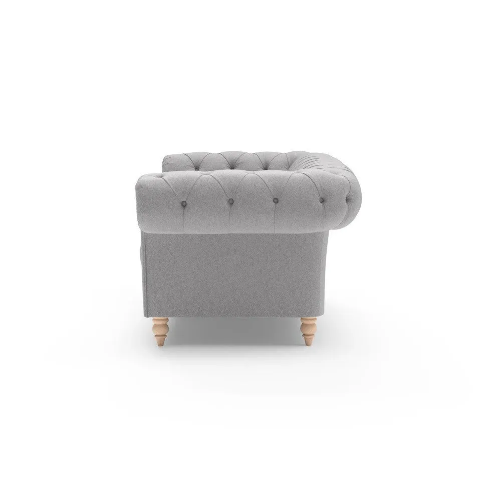Large 2 Seater Chesterfield Sofa - Grey, Rustic Weave