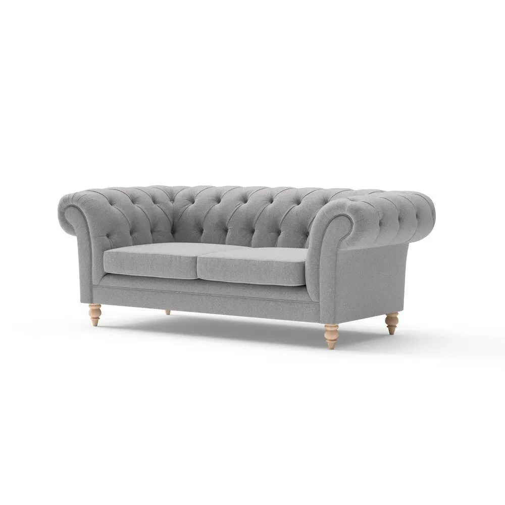Large 2 Seater Chesterfield Sofa - Grey, Rustic Weave