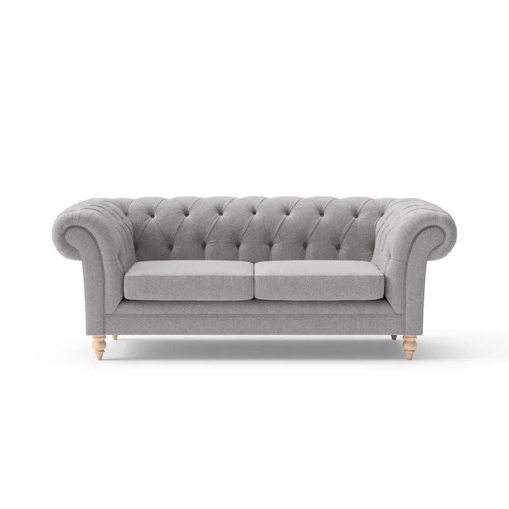 Large 2 Seater Chesterfield Sofa - Grey, Rustic Weave image