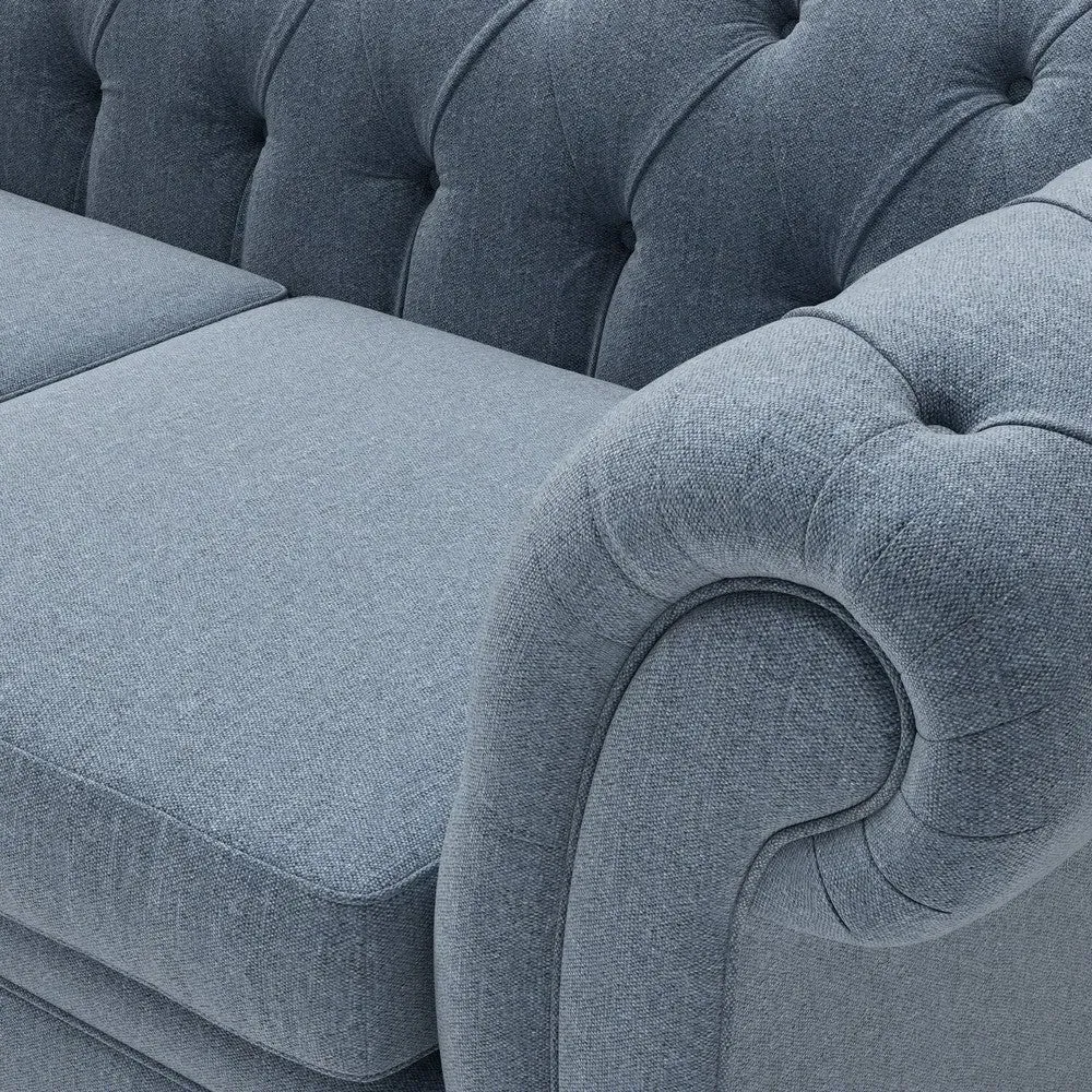 Large 2 Seater Chesterfield Sofa - Indigo, Rustic Weave