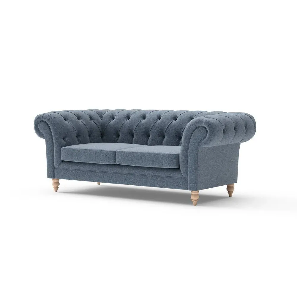 Large 2 Seater Chesterfield Sofa - Indigo, Rustic Weave
