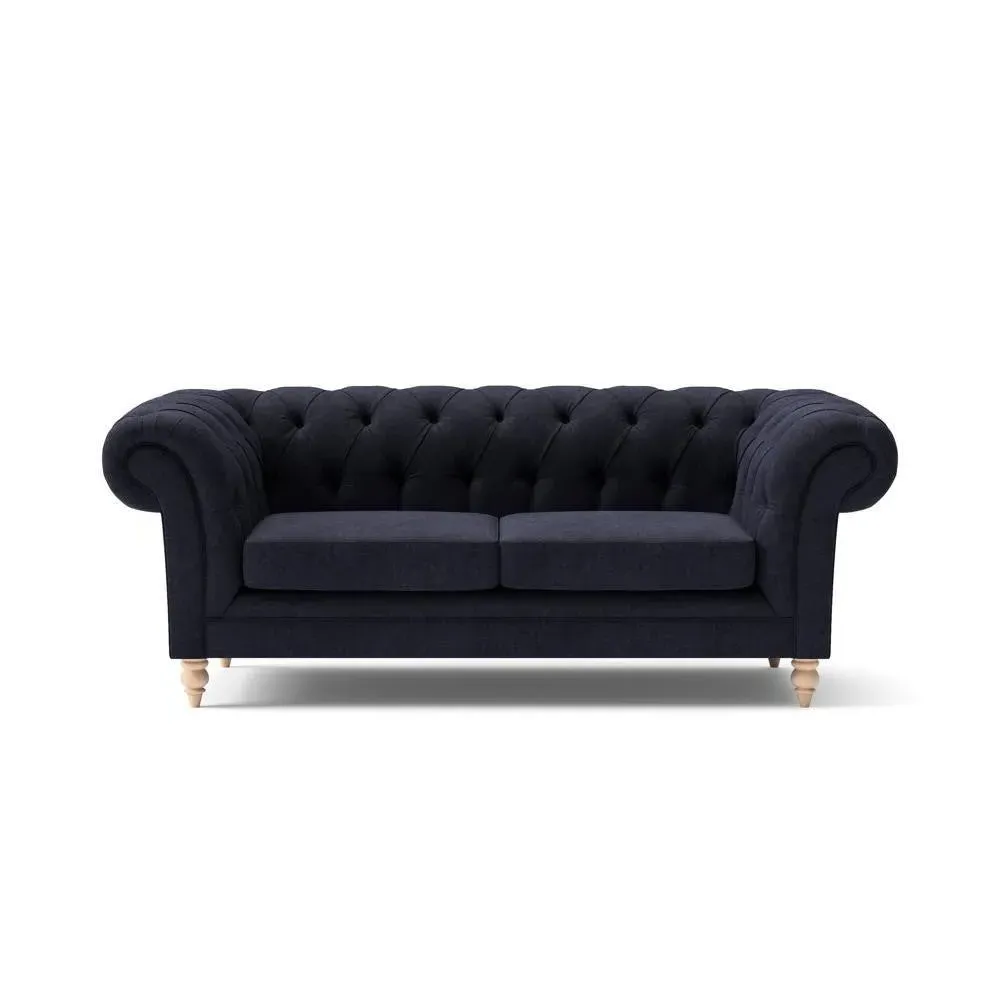 Large 2 Seater Chesterfield Sofa - Ink, Eco Chenille