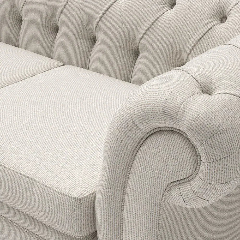 Large 2-Seater Chesterfield Sofa - Natural, Broadway Stripe