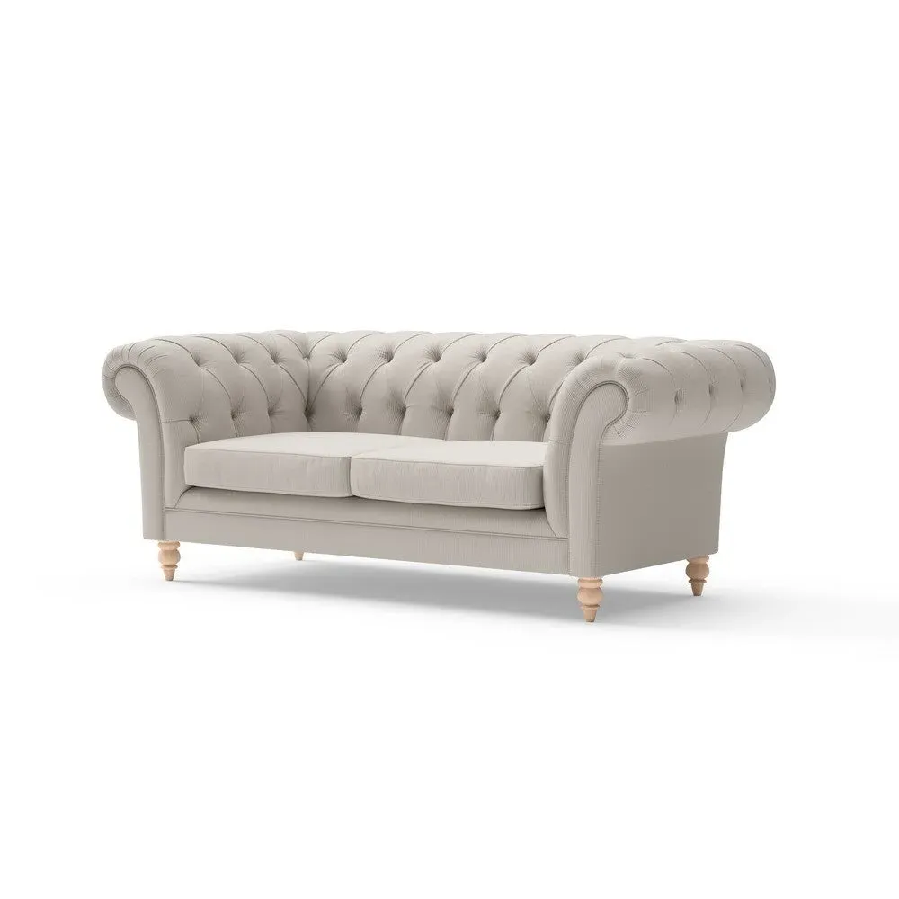 Large 2-Seater Chesterfield Sofa - Natural, Broadway Stripe