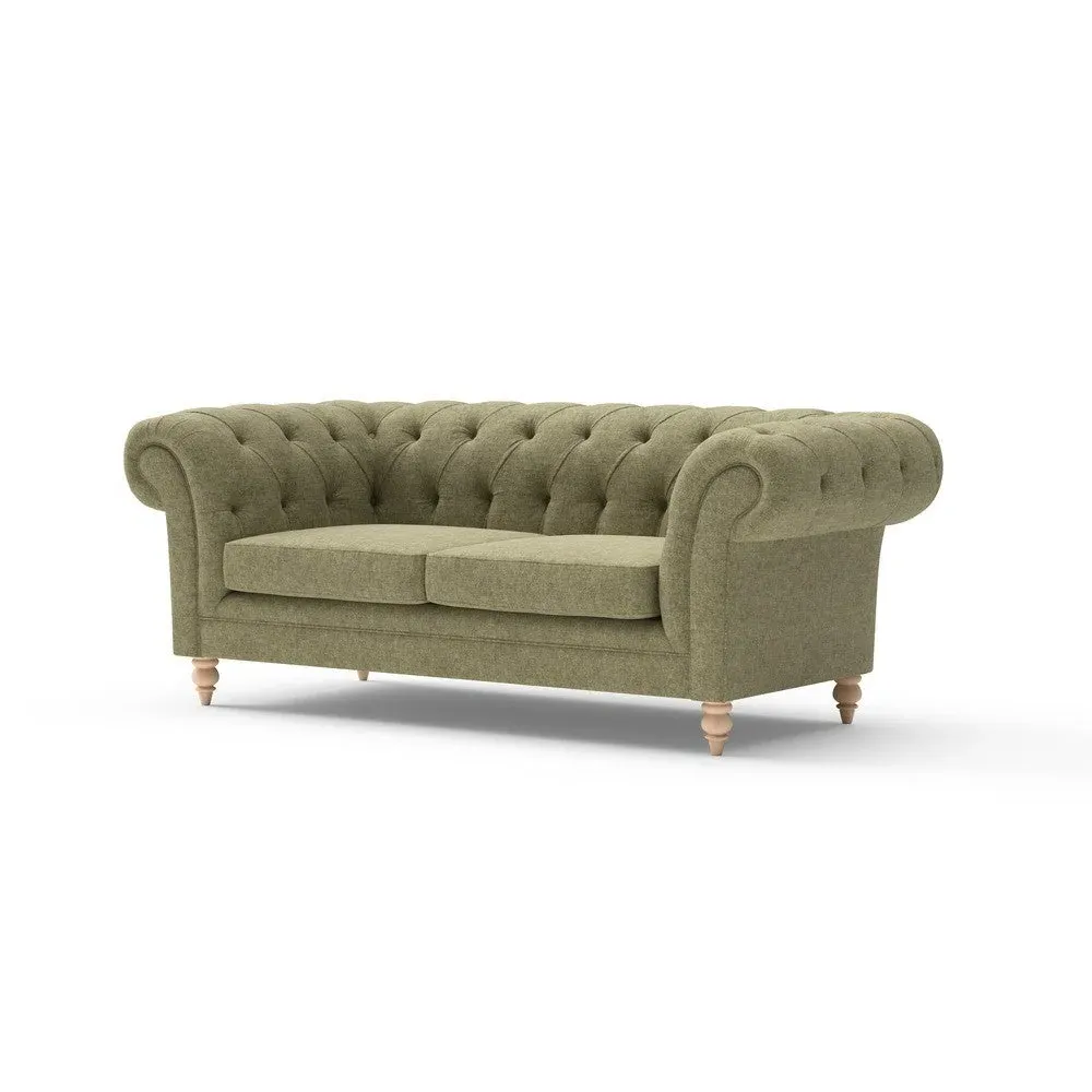 Large 2-Seater Chesterfield Sofa - Sage, Aquaclean Oxford