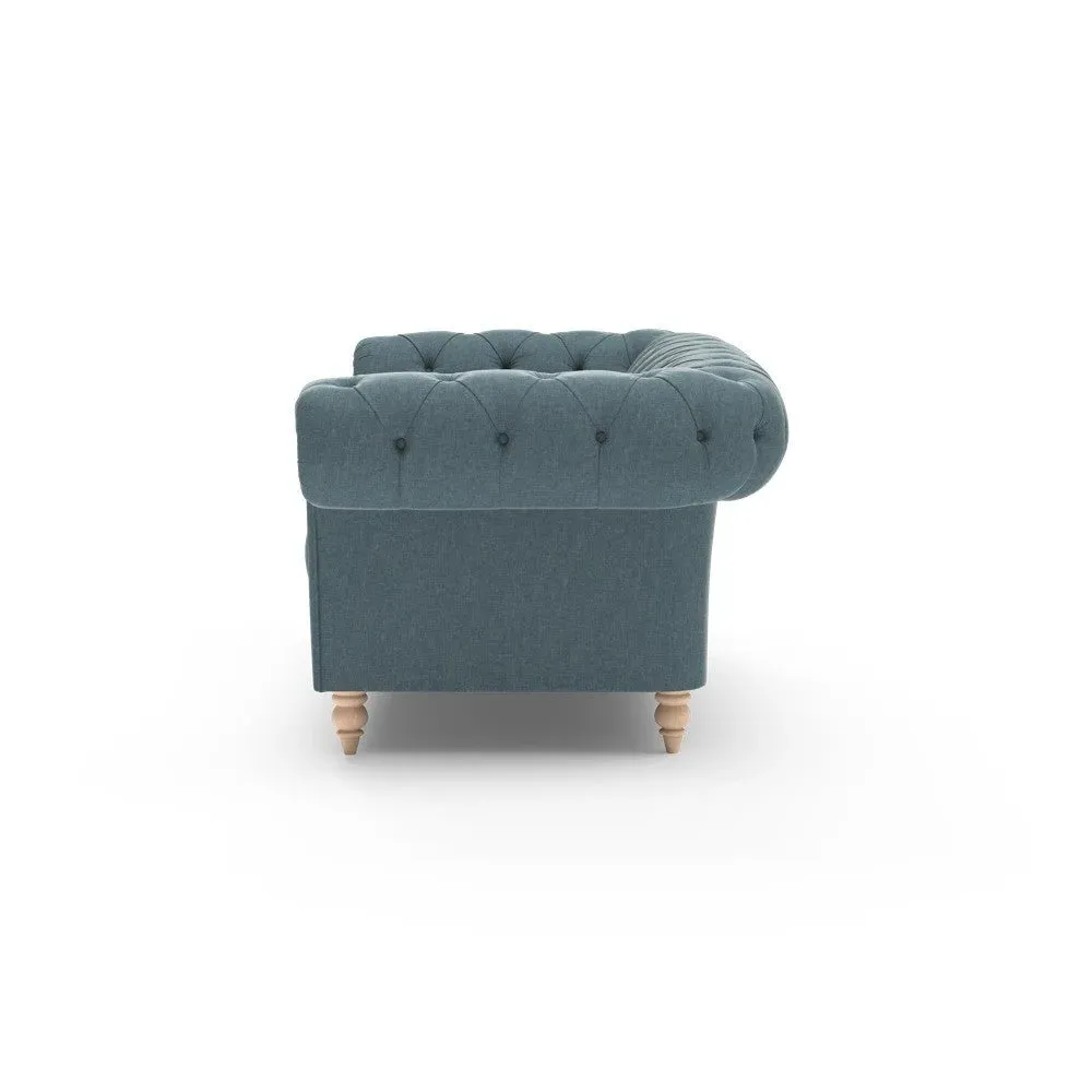 Large 2-Seater Chesterfield Sofa - Teal, Eco Chenille