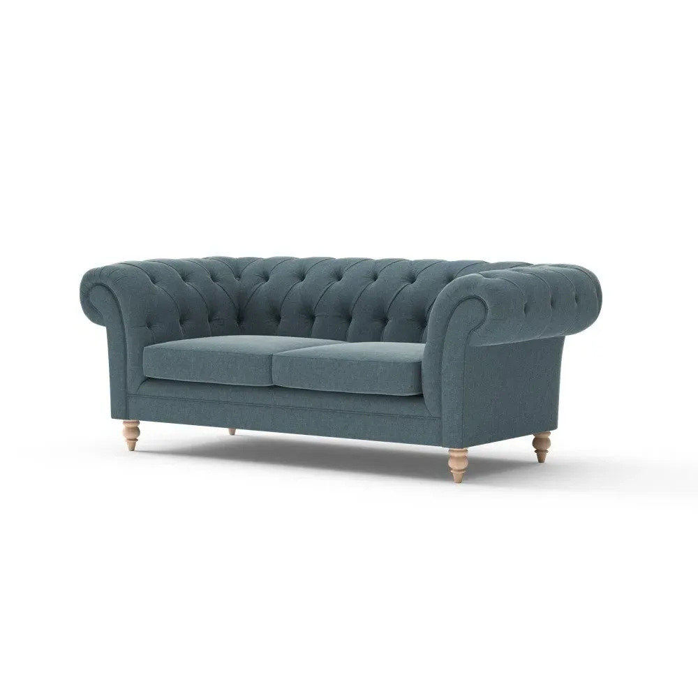 Large 2-Seater Chesterfield Sofa - Teal, Eco Chenille