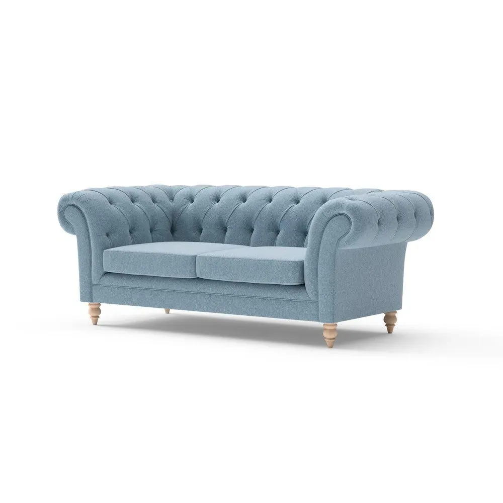 Large 2 Seater Chesterfield Sofa - Teal, Rustic Weave