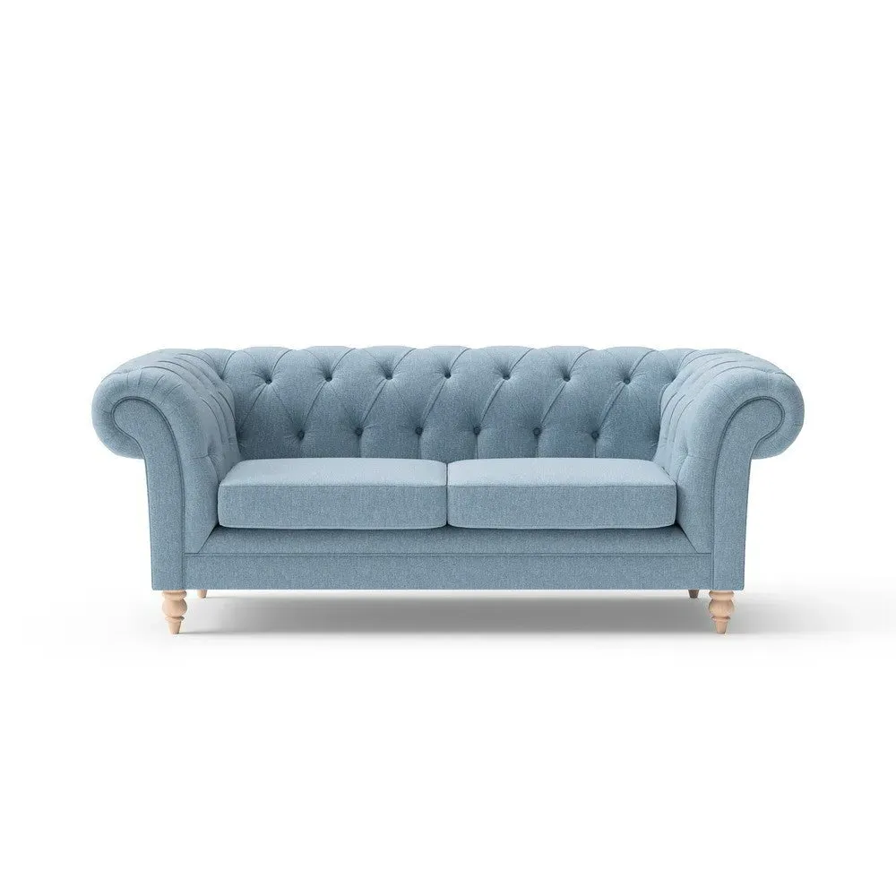 Large 2 Seater Chesterfield Sofa - Teal, Rustic Weave
