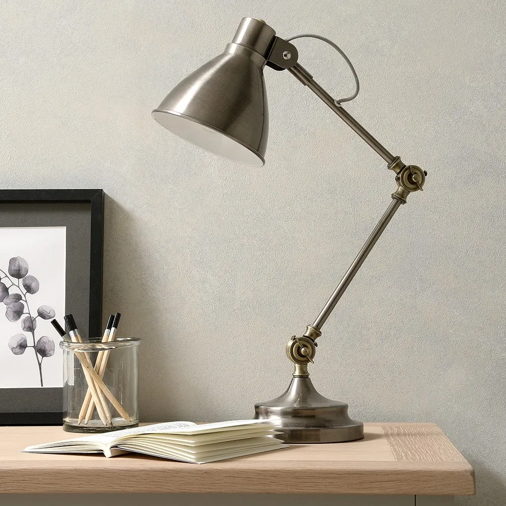 Antique Chrome Desk Lamp with Adjustable Arm