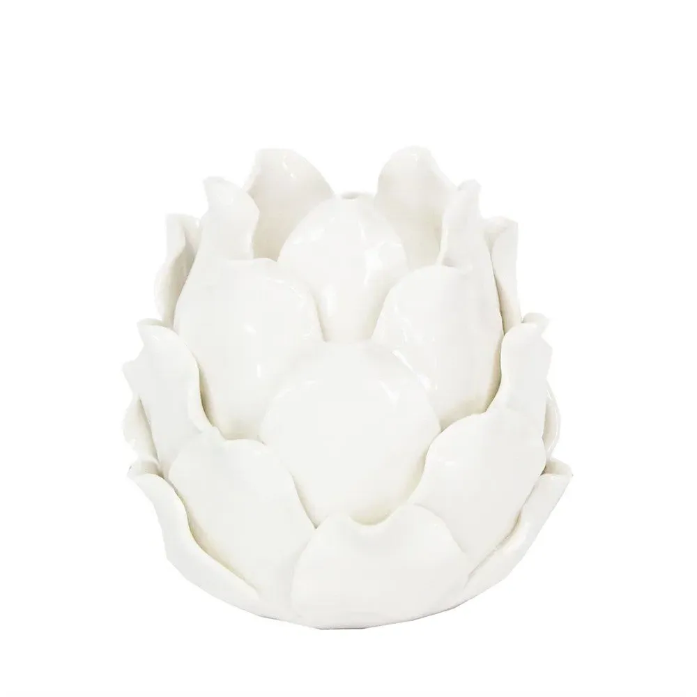 Artichoke Tealight Holder - White, Porcelain