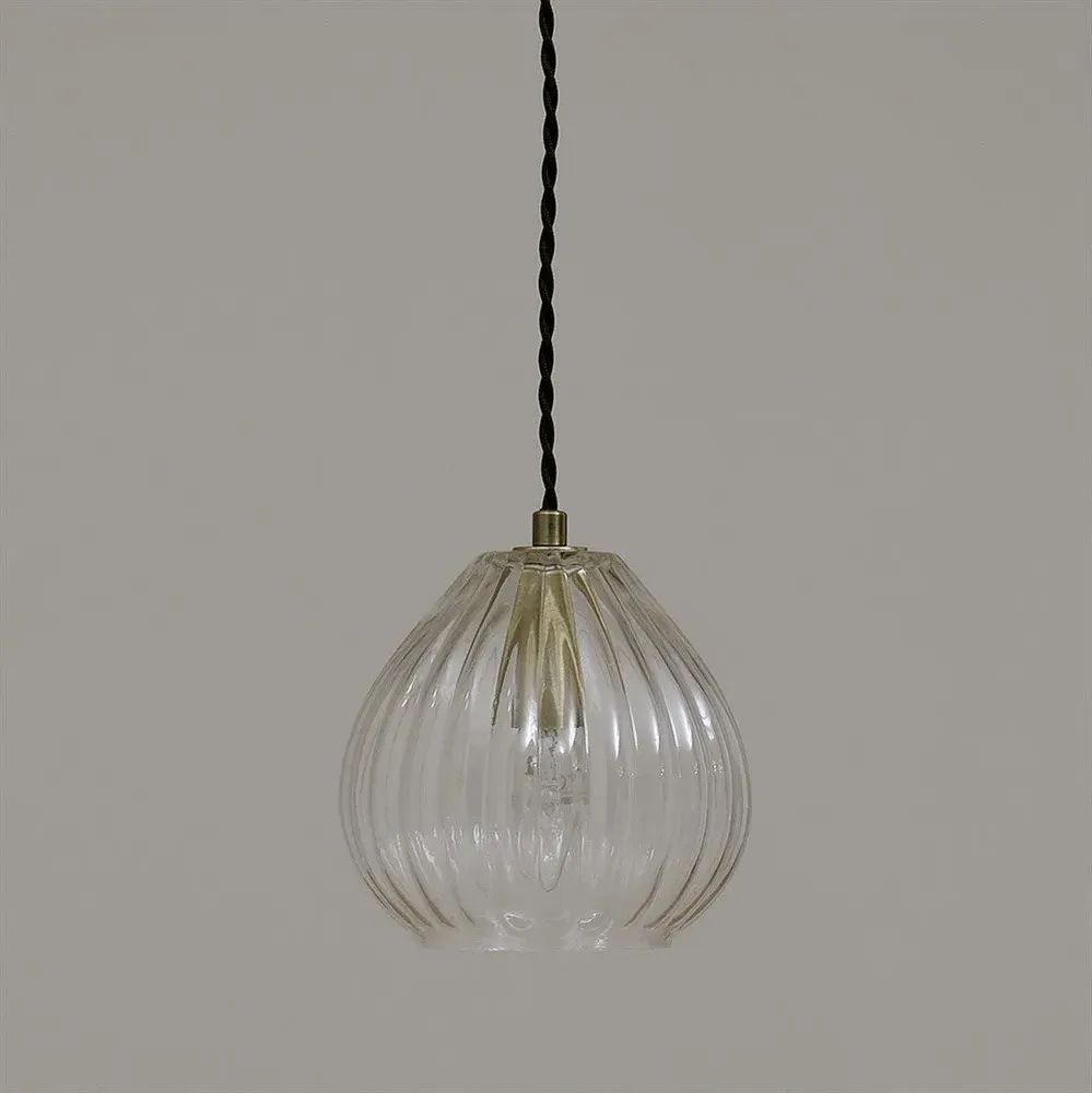 Aston Teardrop Pendant Light - Transparent, Ribbed Glass image