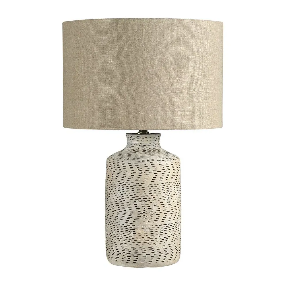 Atouk Textured Stoneware Table Lamp - Natural, Black