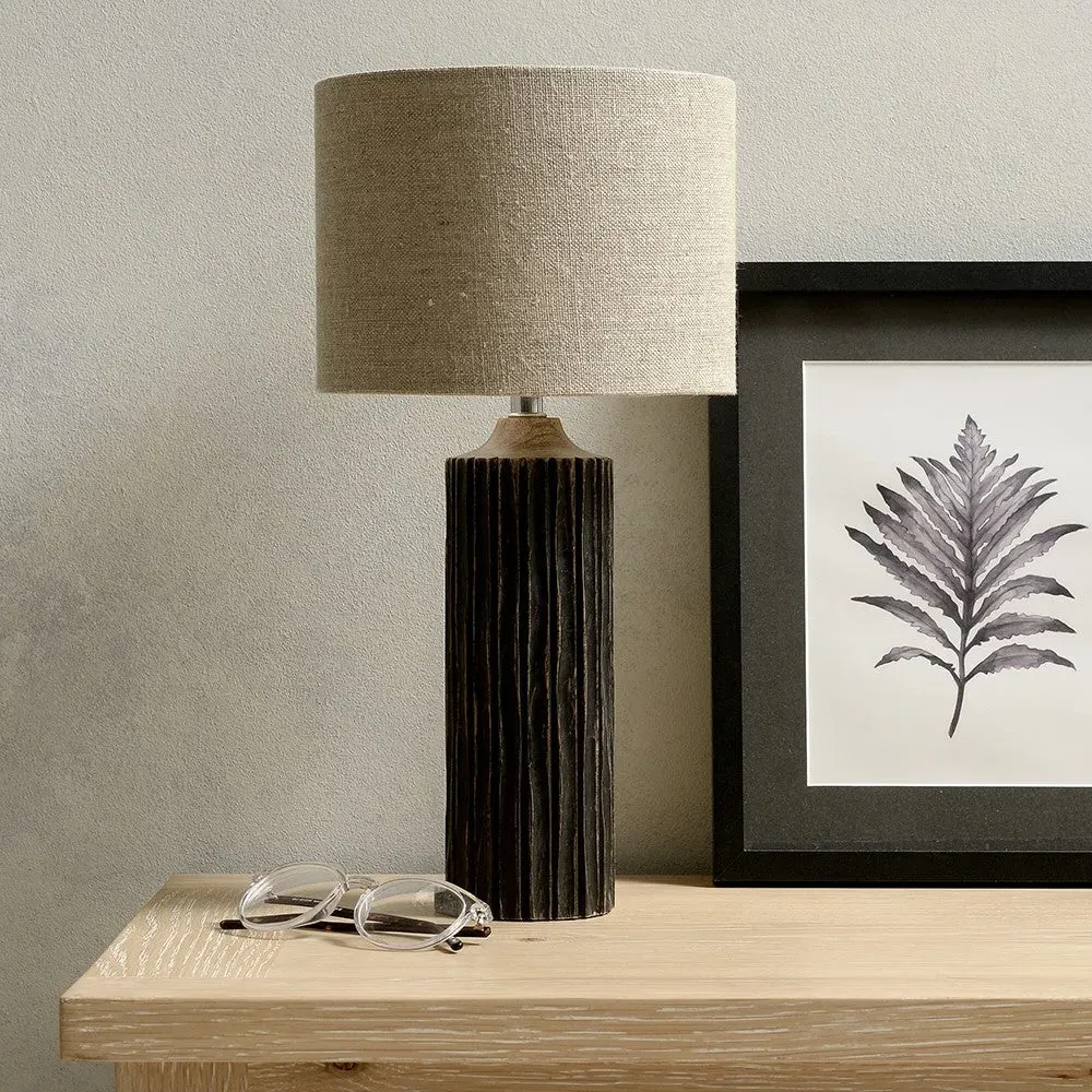 Bentham Wooden Ribbed Table Lamp