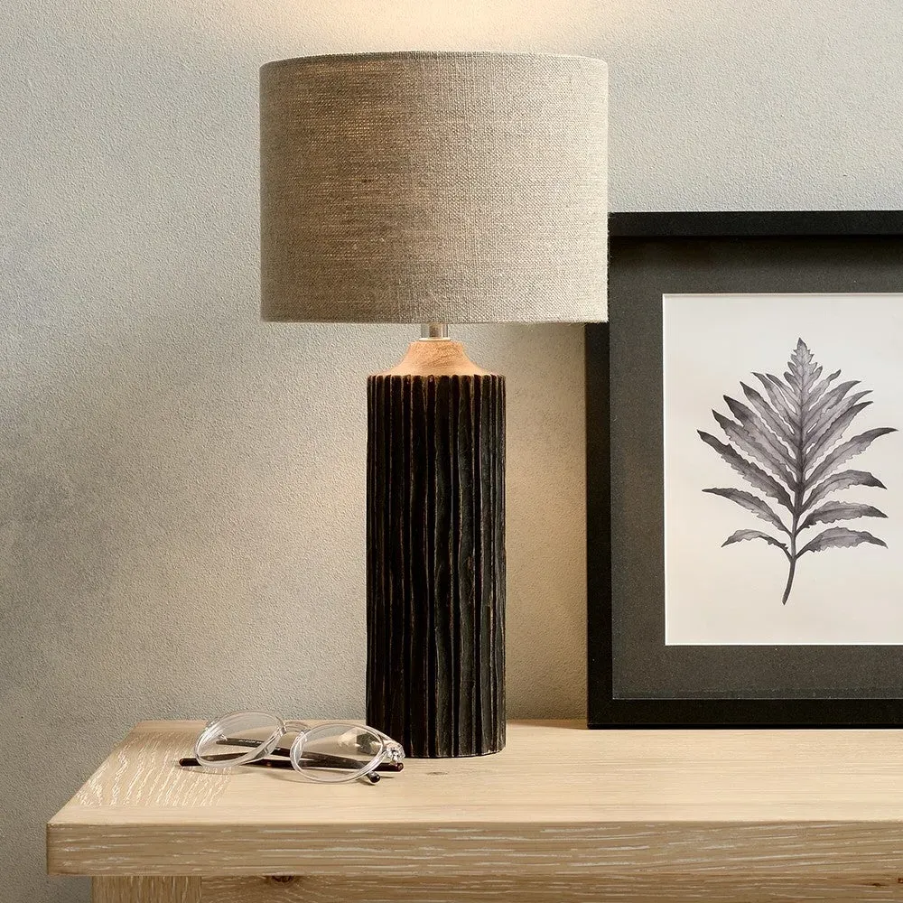 Bentham Wooden Ribbed Table Lamp image