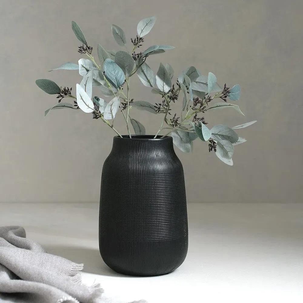 Black Clay Vase 22cm - Black