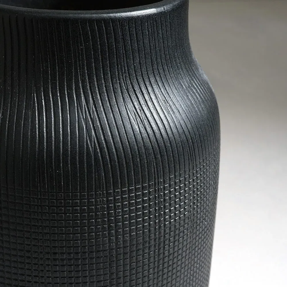 Black Clay Vase 35cm - Black