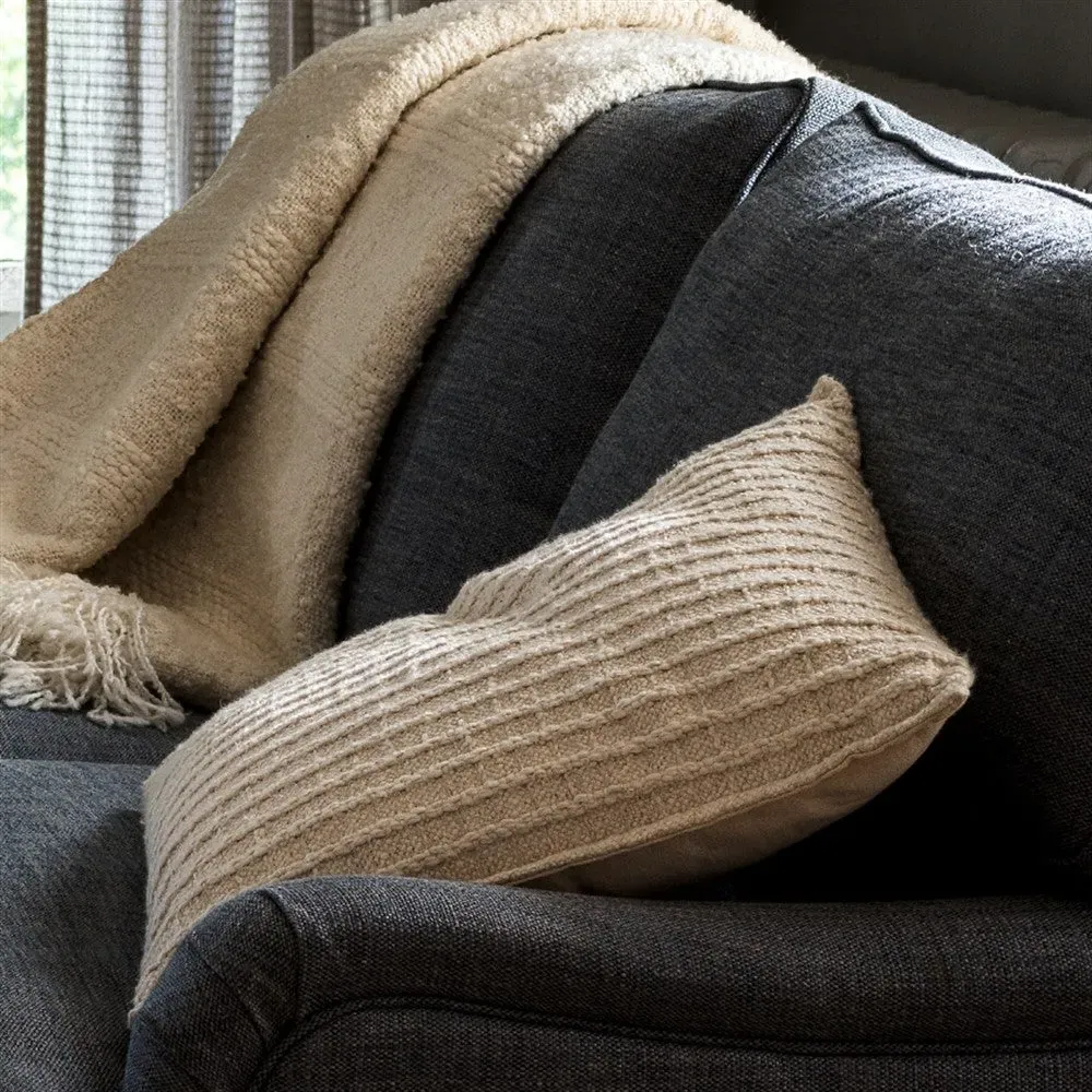 Bowen Hand Woven Stripe Cushion 45x45cm - Natural image