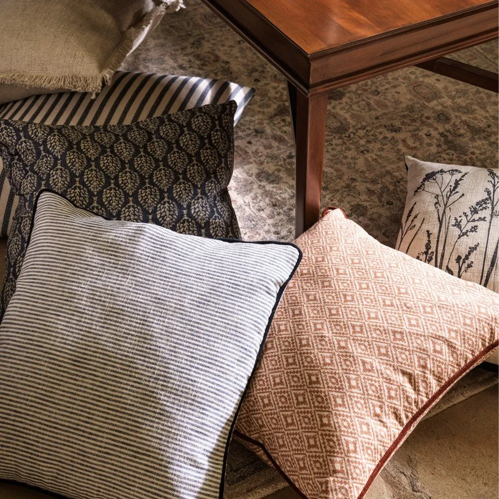 Broadway Stripe Cushion - Navy, Cotton-Polyester