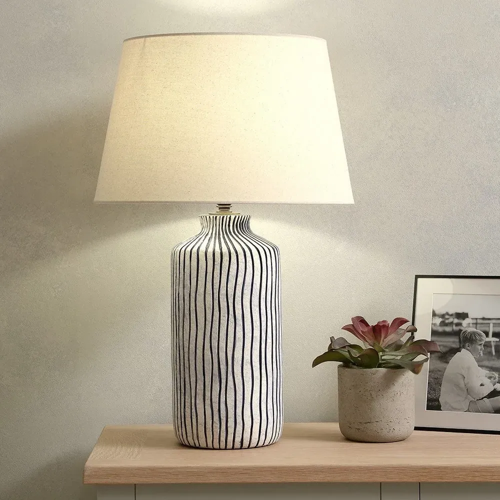 Bude Stripe Table Lamp - Blue and White, Stoneware image