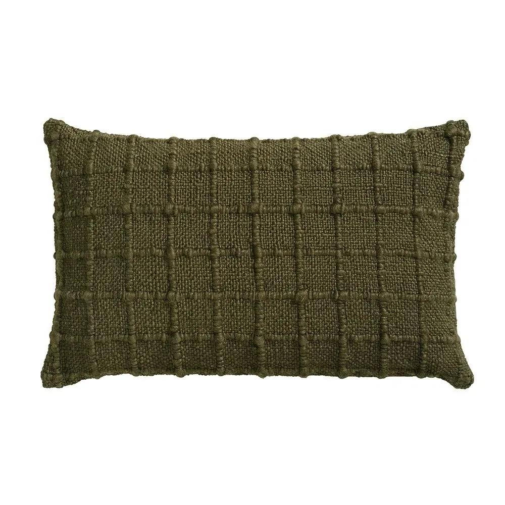 Check Hand Woven Cushion - Green
