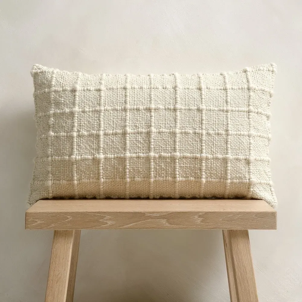 Check Hand Woven Cushion - Ivory