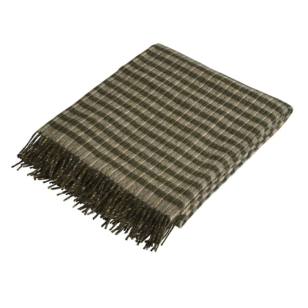 Checked Throw - Moss Green, Wool image