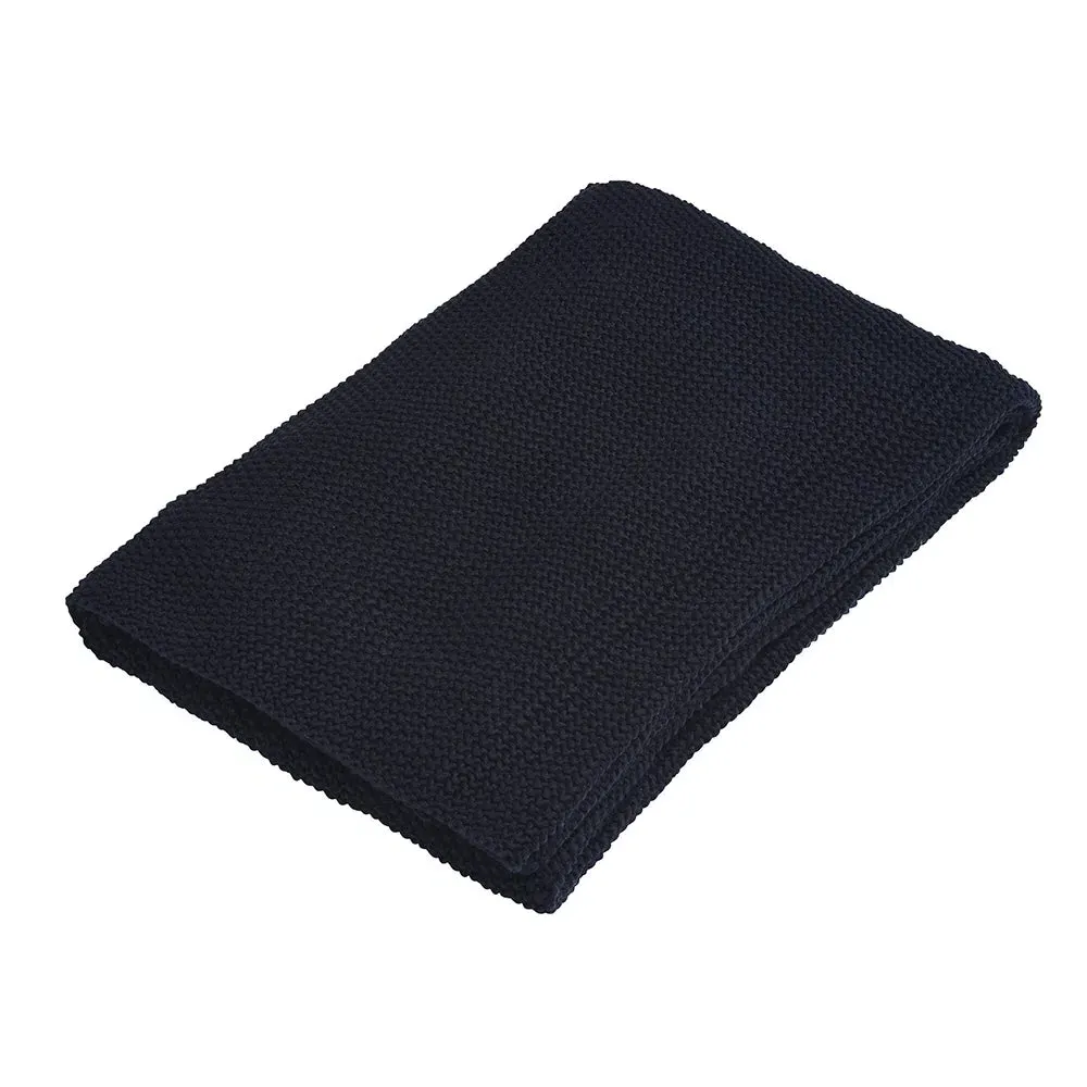Chunky Knit Throw - Navy, Cotton