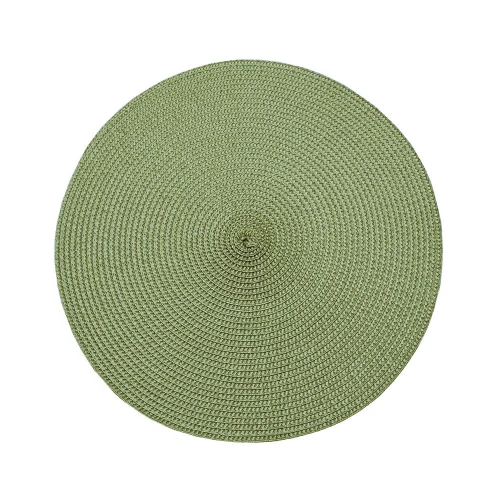 Circular Ribbed Placemat - Olive Green
