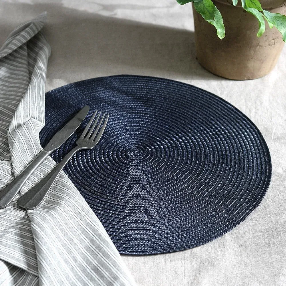 Circular Ribbed Placemat - Slate Blue