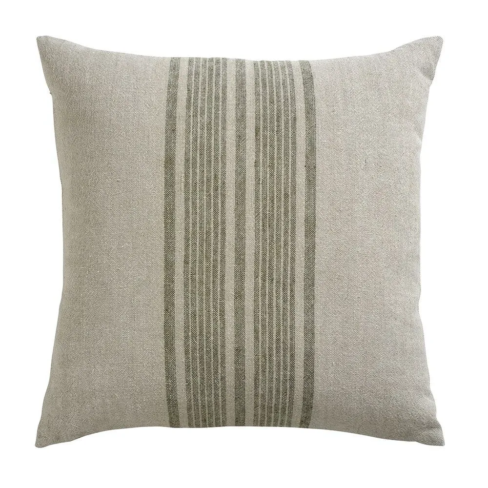 Cotton Linen Bold Stripe Cushion - Green