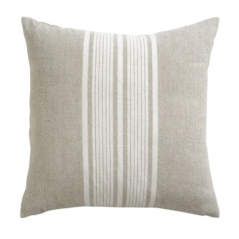 Cotton Linen Bold Stripe Cushion - Natural