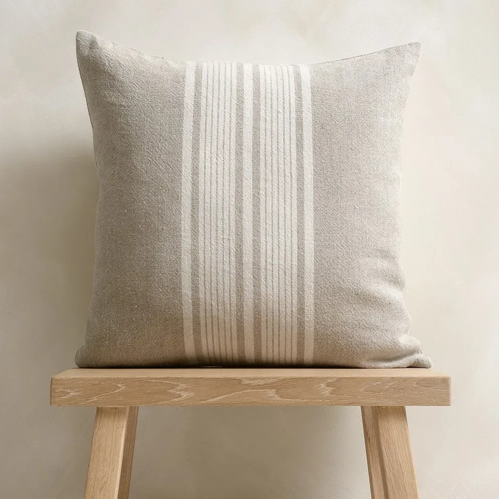 Cotton Linen Bold Stripe Cushion - Natural